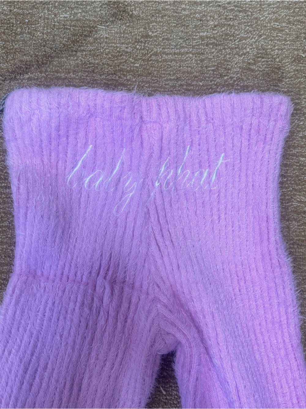 Forever21 x Baby Phat Mohair Fuzzy Soft Pink Ribbed Knit Pants Leggings Sz L
